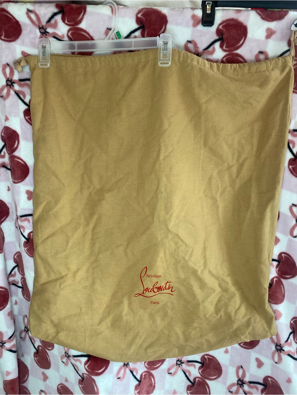 Christian Louboutin Tan Canvas Dust Bag with Red Logo